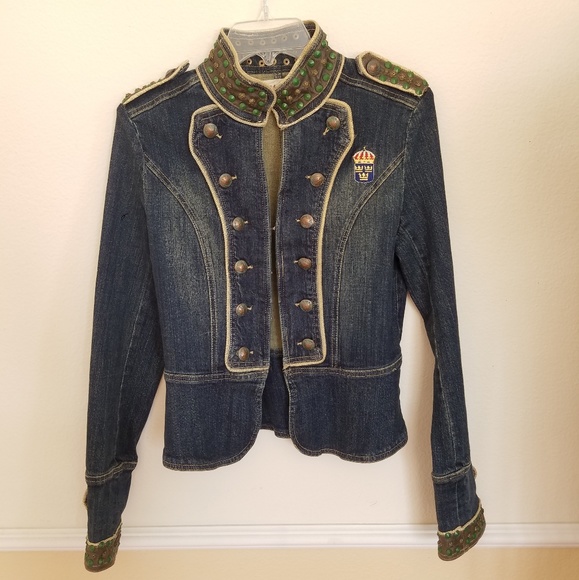 military style denim jacket